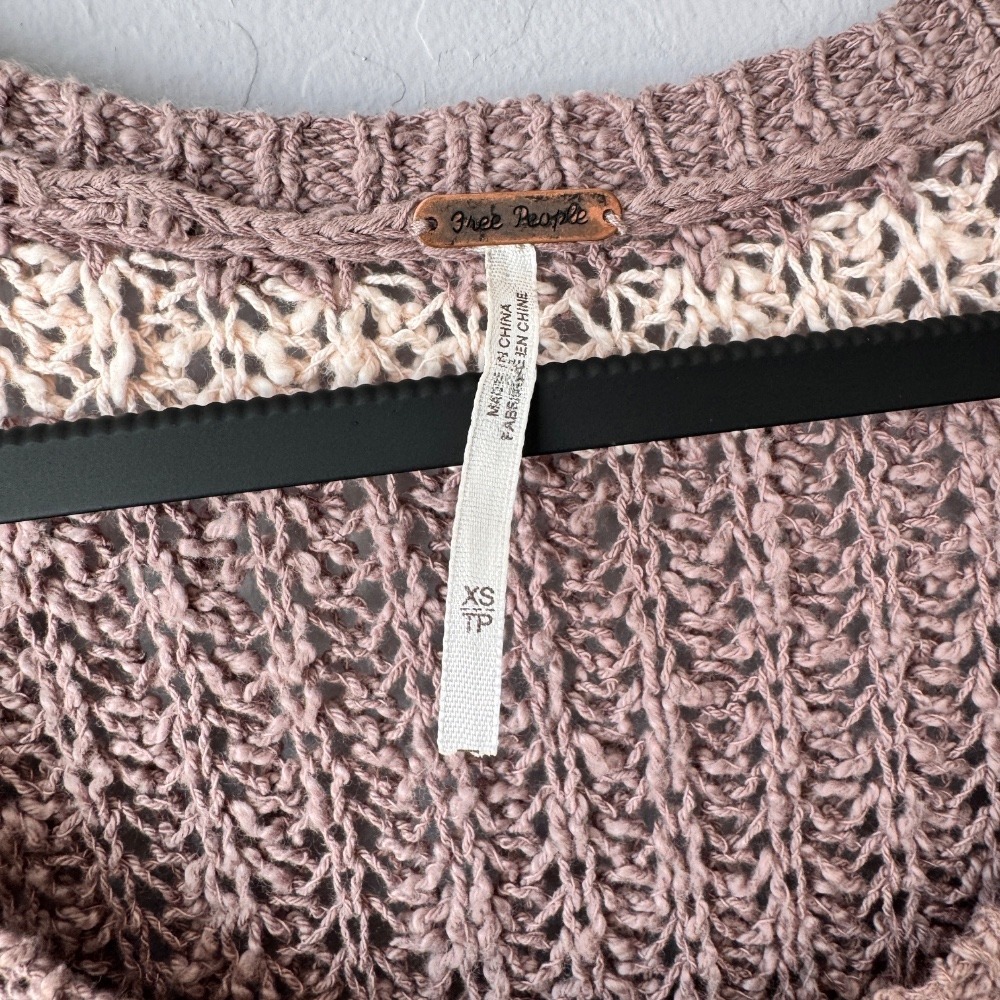 Free People Striped Knit Pullover Sweater with‎ Pocket Oversized XS - Picture 3 of 6